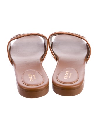 Gucci Double G Logo Leather Slides