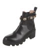 Gucci Leather Crystal Embellishments Lace-Up Boots