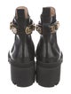 Gucci Leather Crystal Embellishments Lace-Up Boots