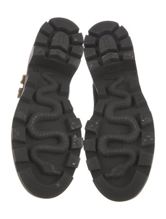 Gucci Leather Crystal Embellishments Lace-Up Boots