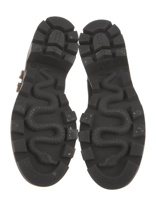 Gucci Leather Crystal Embellishments Lace-Up Boots