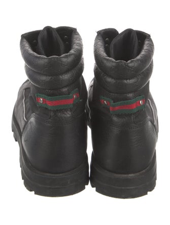 Gucci Web Accent Leather Hiking Boots