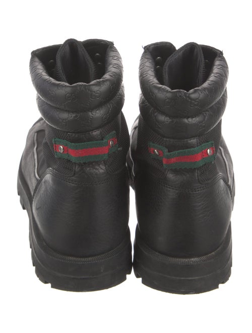 Gucci Web Accent Leather Hiking Boots