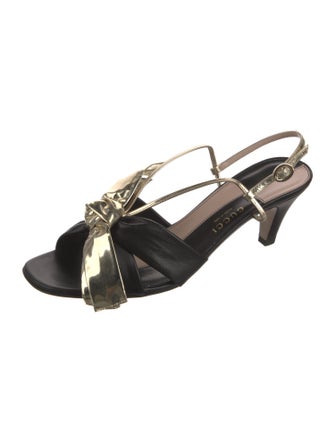 Gucci Patent Leather Bow Accents Slingback Sandals