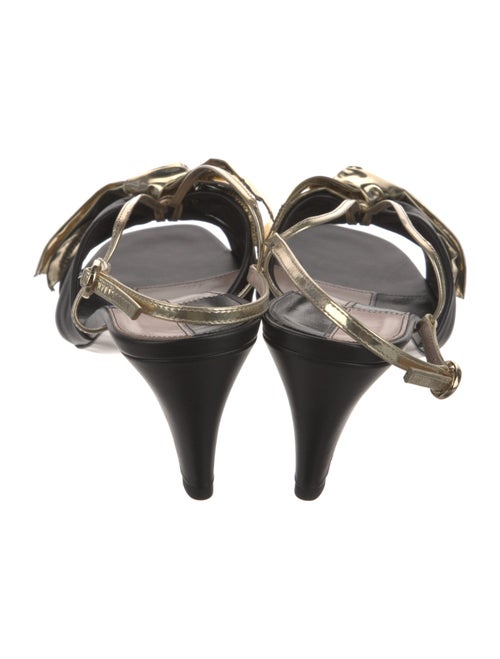 Gucci Patent Leather Bow Accents Slingback Sandals