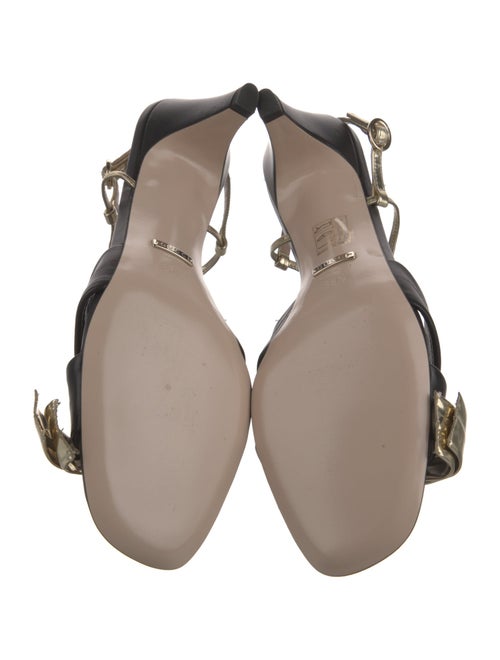 Gucci Patent Leather Bow Accents Slingback Sandals