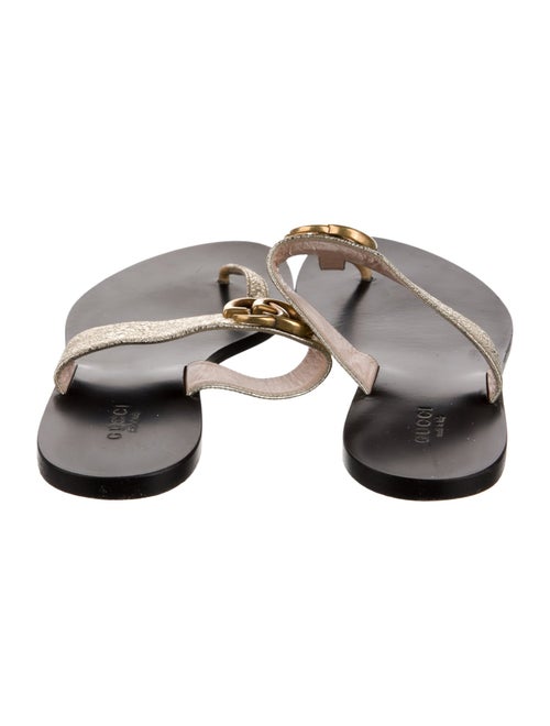 Gucci Double G Logo Leather Slides