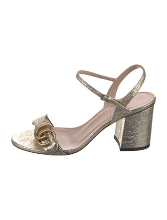 Gucci Double G Logo Leather Sandals