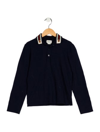 Gucci Boys' Solid Long Sleeve Polo