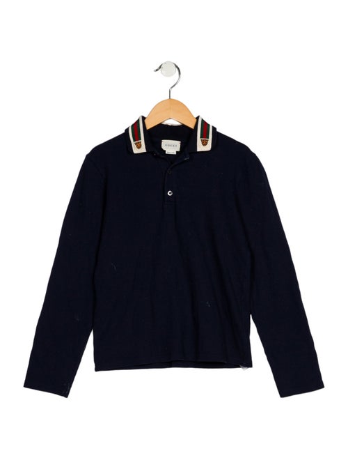 Gucci Boys' Solid Long Sleeve Polo