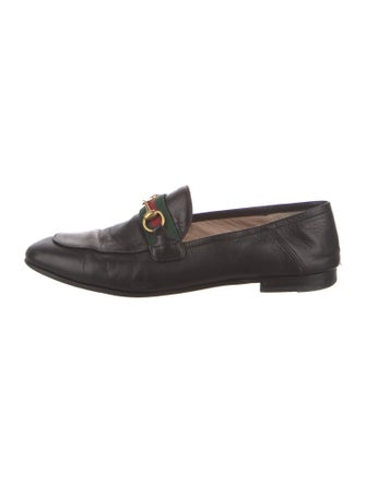 Gucci Web Accent Leather Loafers
