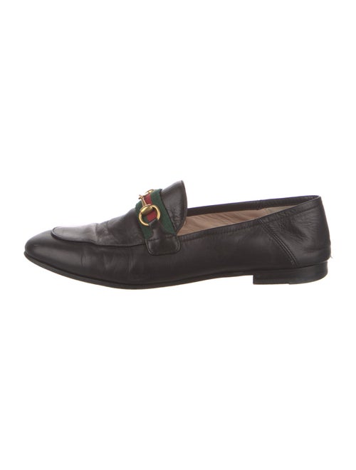Gucci Web Accent Leather Loafers