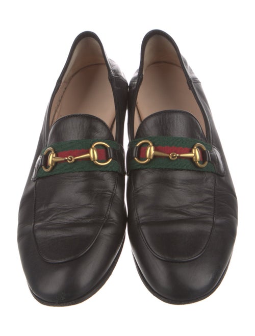 Gucci Web Accent Leather Loafers