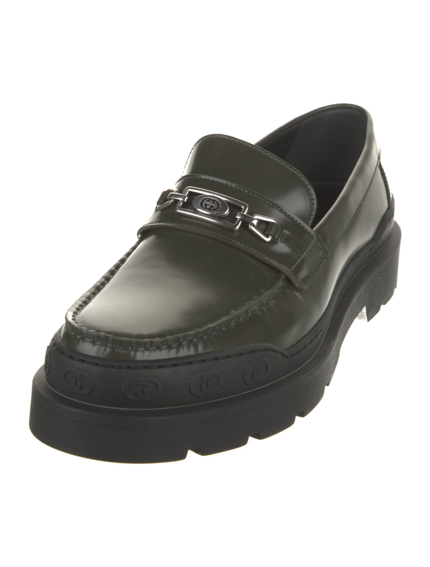 Gucci Interlocking G Logo Leather Loafers