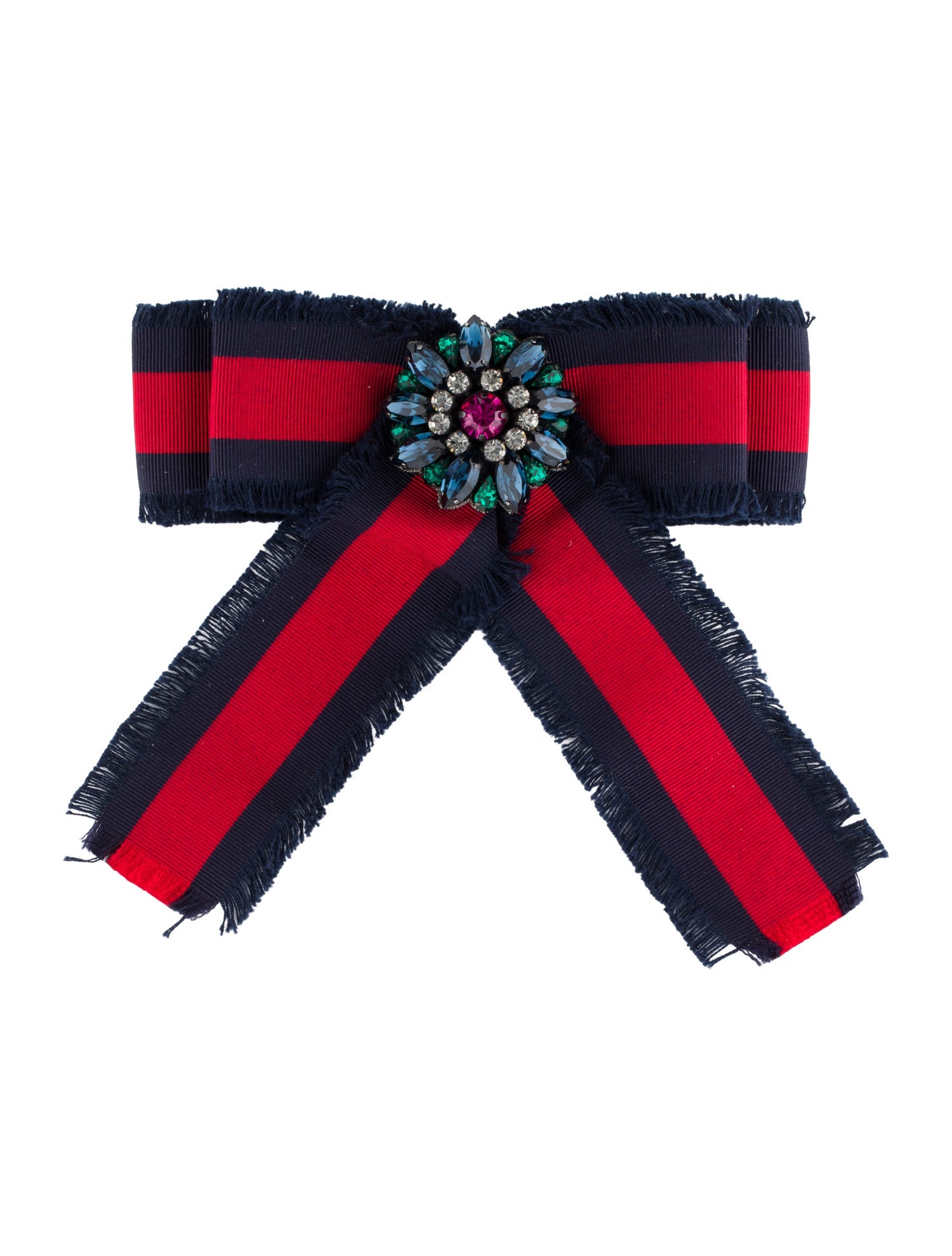 Gucci Crystal & Grosgrain Bow Brooch