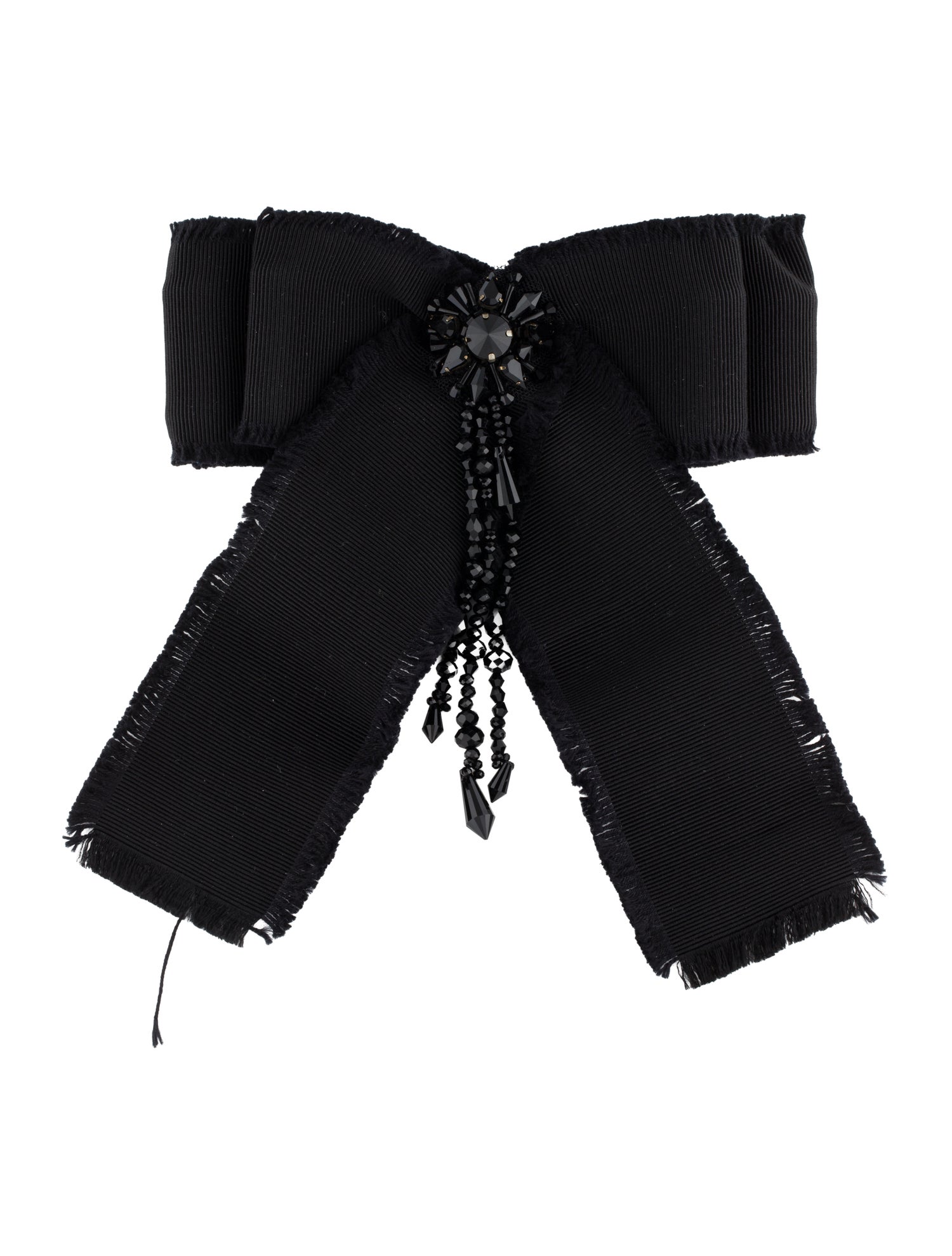 Gucci Crystal & Grosgrain Ribbon Bow Brooch