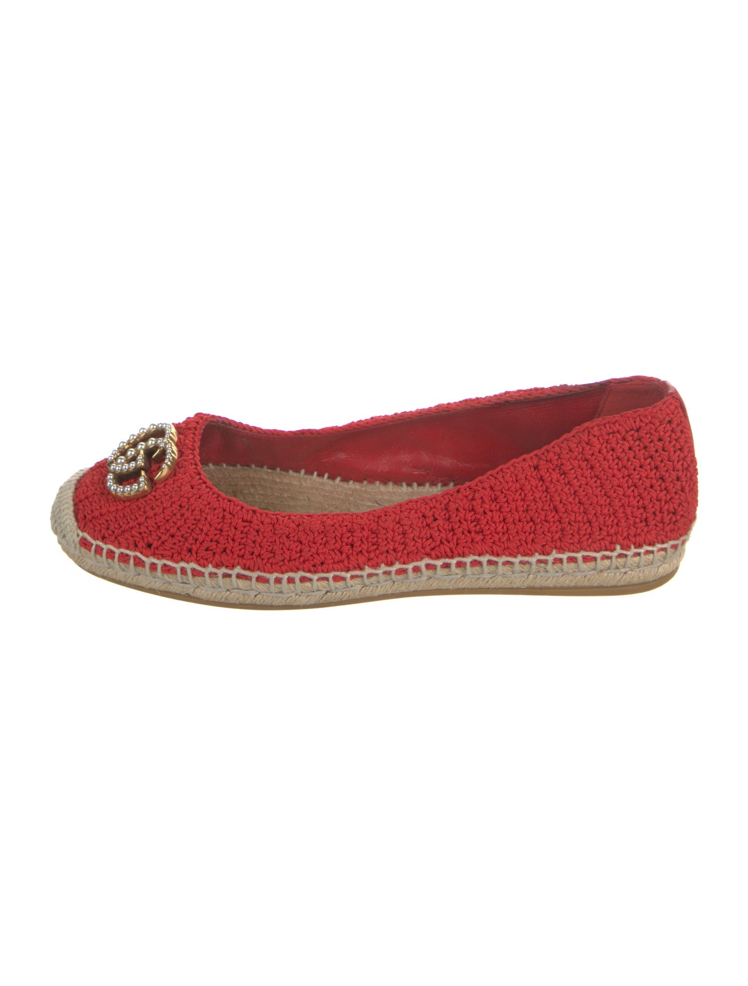 Gucci Faux Pearl Accents Beaded Accents Espadrilles