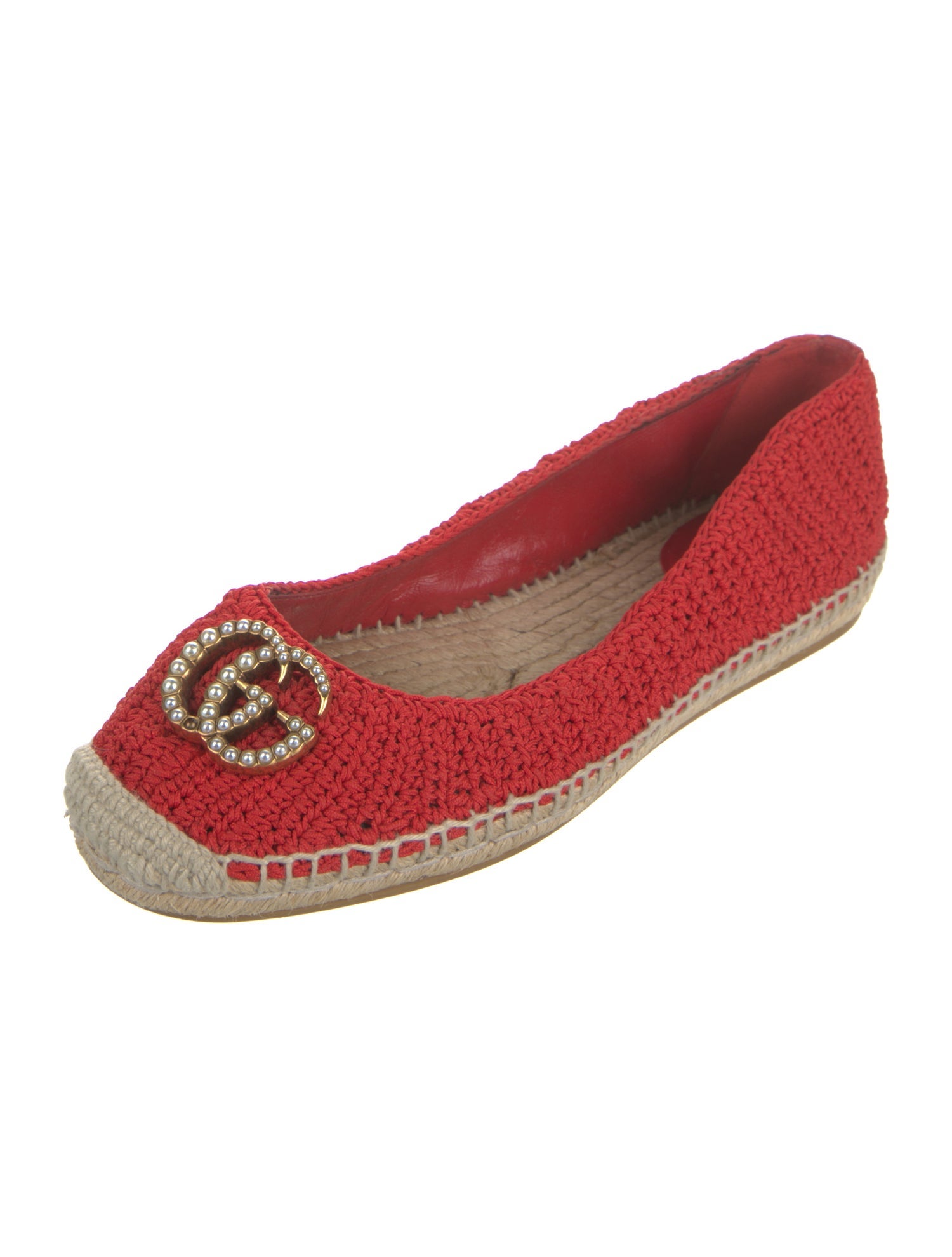 Gucci Faux Pearl Accents Beaded Accents Espadrilles