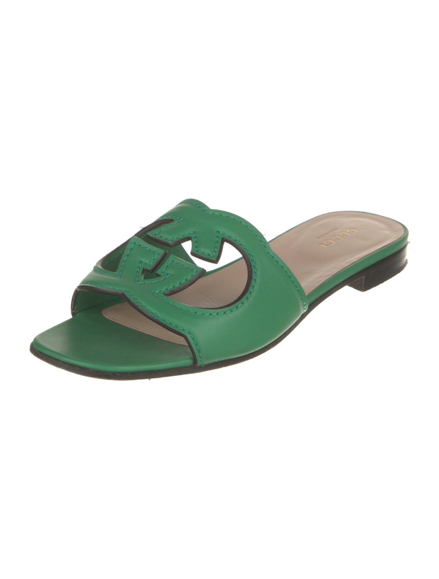 Gucci Interlocking G Logo Leather Slides