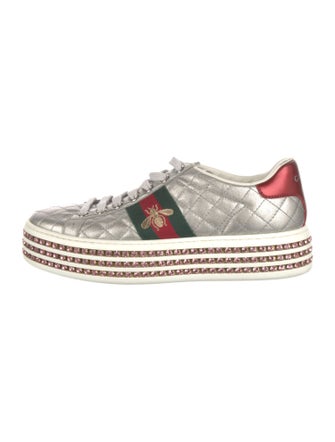 Gucci Web Accent Leather Sneakers