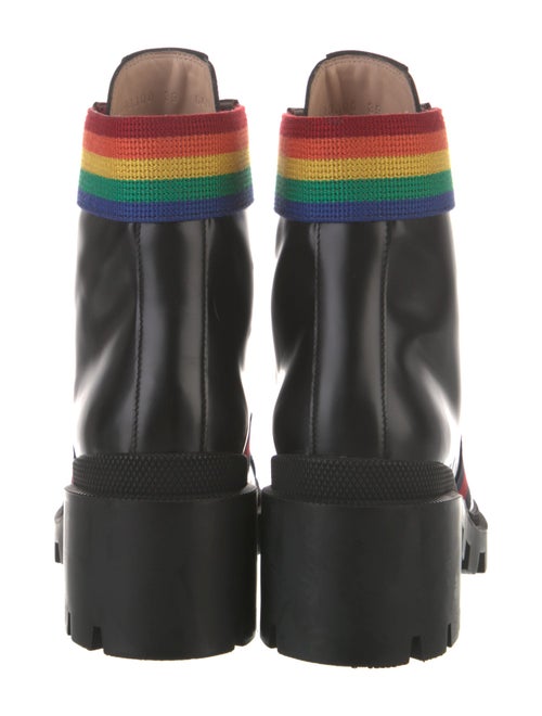 Gucci Sylvie Web Accent Leather Combat Boots