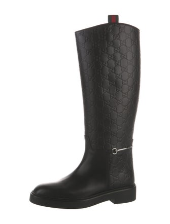 Gucci GG Signature Leather Riding Boots