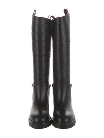 Gucci GG Signature Leather Riding Boots