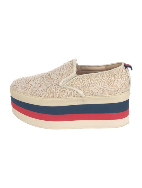Gucci Sylvie Web Accent Lace Wedge Sneakers