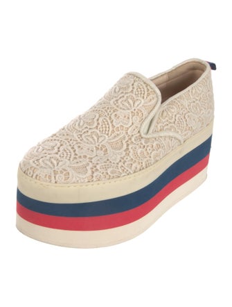 Gucci Sylvie Web Accent Lace Wedge Sneakers