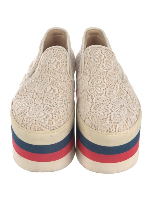 Gucci Sylvie Web Accent Lace Wedge Sneakers