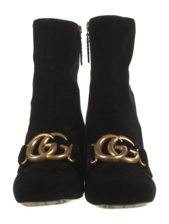 Gucci Double G Logo Velvet Boots