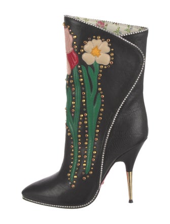 Gucci Leather Floral Print Boots