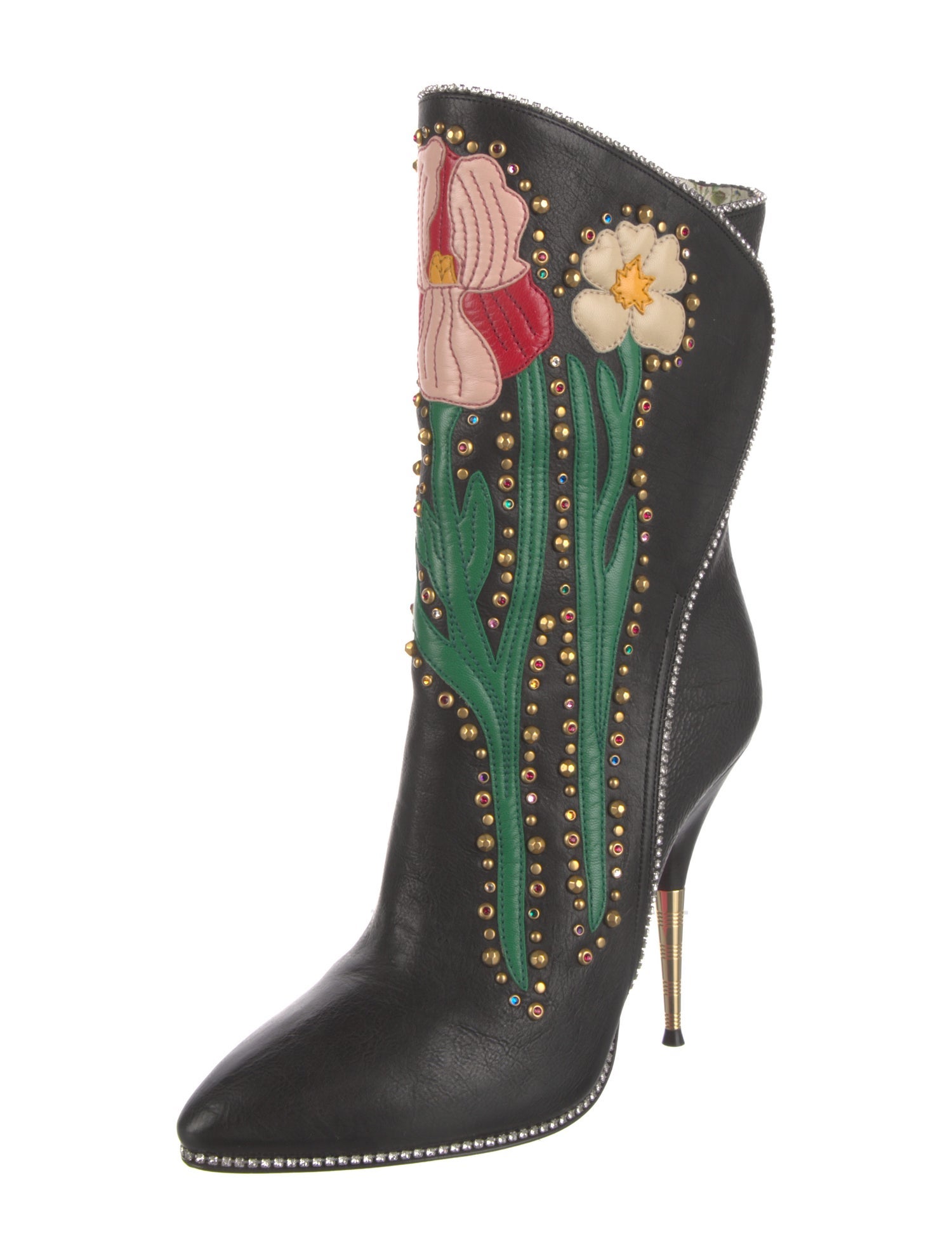 Gucci Leather Floral Print Boots