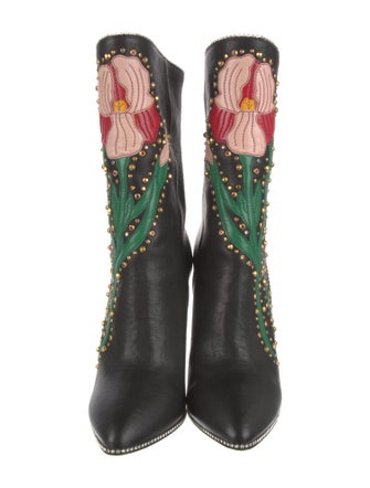 Gucci Leather Floral Print Boots