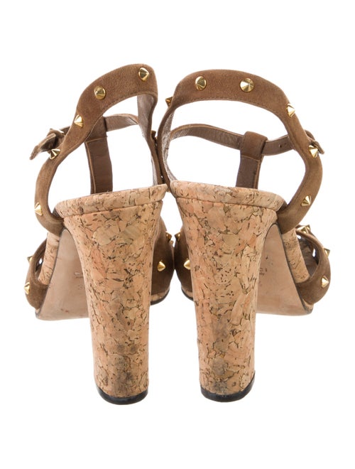 Gucci Suede Studded Accents T-Strap Sandals