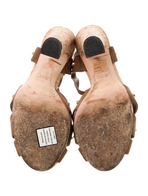Gucci Suede Studded Accents T-Strap Sandals