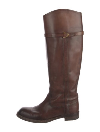 Gucci Hasler Horsebit Accent Leather Riding Boots