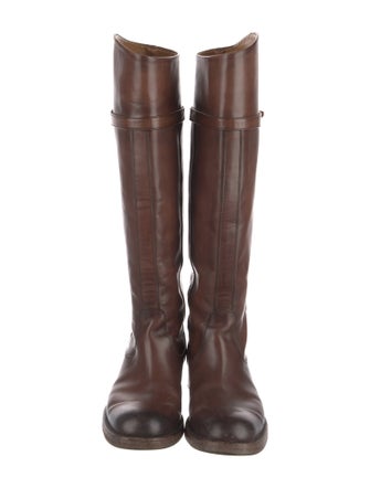 Gucci Hasler Horsebit Accent Leather Riding Boots