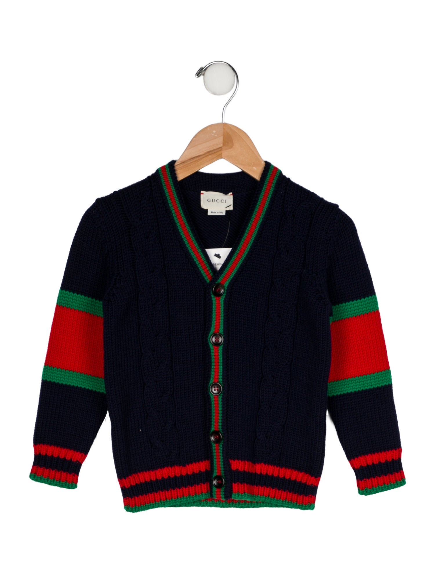 Gucci Boys' Wool Cable Knit Cardigan