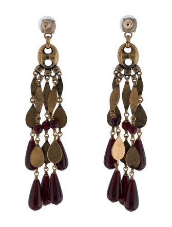 Gucci Crystal & Resin Marina Link Chandelier Earrings