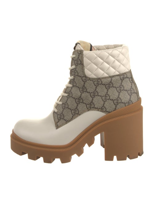 Gucci GG Canvas Leather Combat Boots
