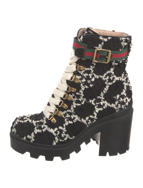 Gucci GG Logo Tweed Combat Boots