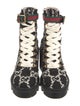 Gucci GG Logo Tweed Combat Boots