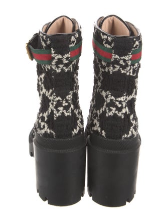 Gucci GG Logo Tweed Combat Boots