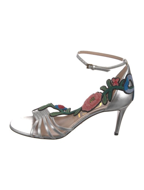 Gucci Leather Embroidered Accent Sandals