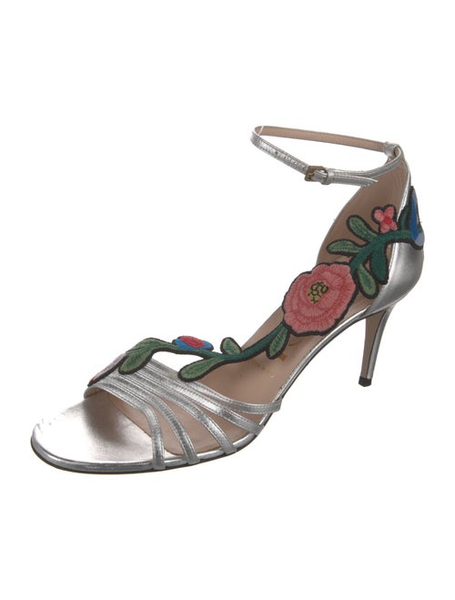 Gucci Leather Embroidered Accent Sandals