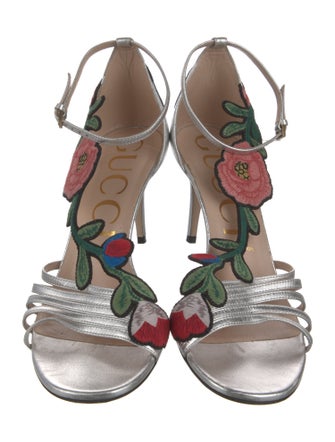 Gucci Leather Embroidered Accent Sandals