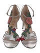 Gucci Leather Embroidered Accent Sandals