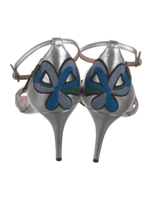 Gucci Leather Embroidered Accent Sandals