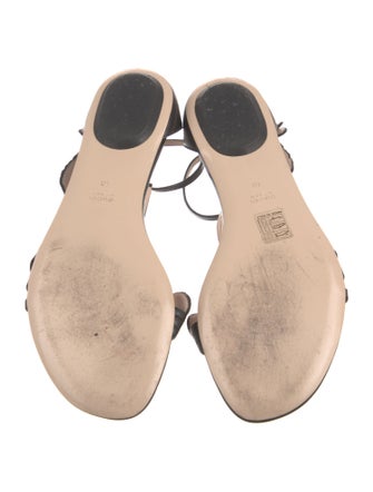 Gucci Leather Floral Print T-Strap Sandals